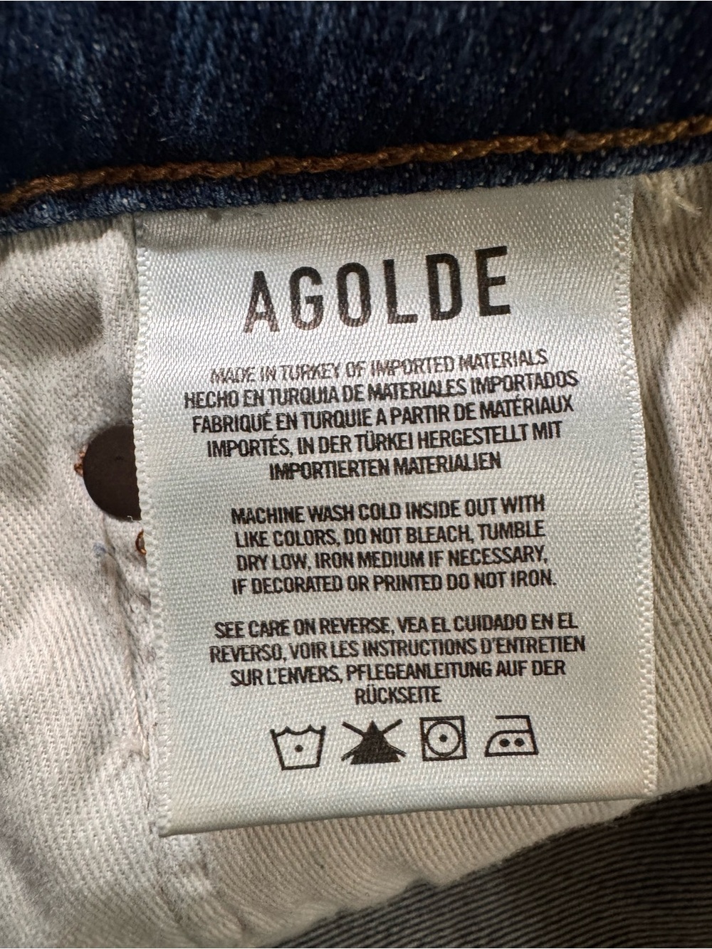 AGOLDE Nico High Rise Slim Jeans Fixation Button Fly Size 32 - Picture 7 of 10